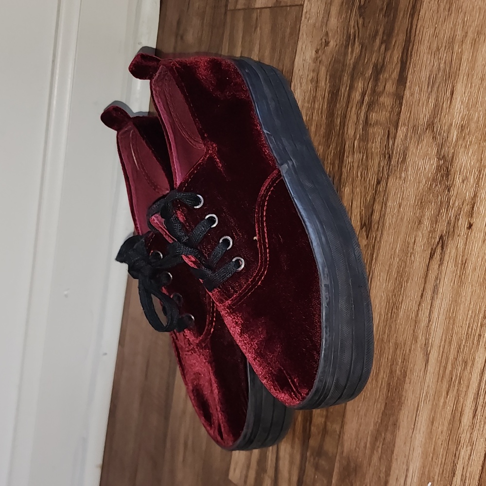 Platform Velvet Sneakers Burgundy